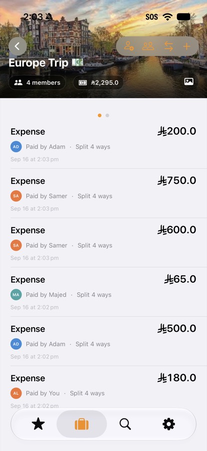 Europe Trip expenses in Saudi riyals over a canal cover photo.