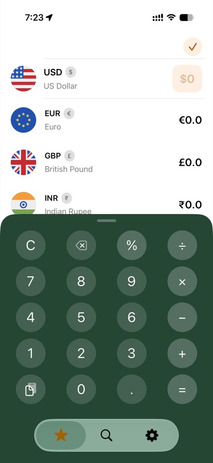 Amount keypad